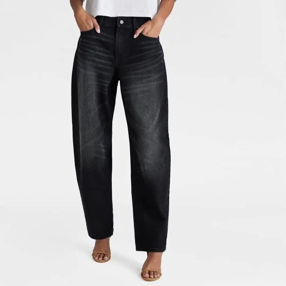 KBB by KAHLANA Women's Mid-Rise 'The Barrel Leg Jean' Black